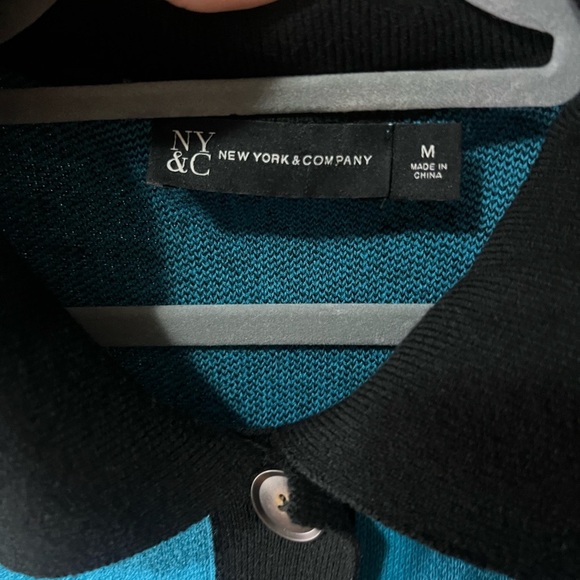 New York & Company Teal and Black Knit Jacket - Picture 2 of 3